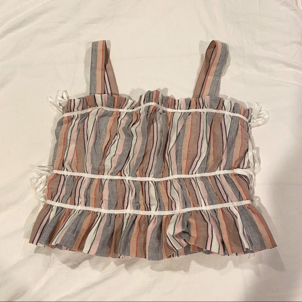 Tank/Tube Top Pinstripe Ruffle NWT